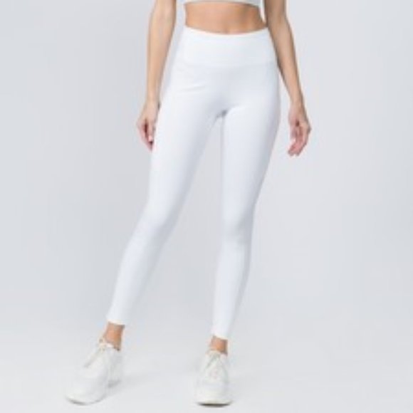High Waist 5 Pocket Workout Leggings - WHITE - Picture 2 of 6